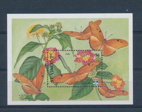 LE50713 St Vincent flowers insects bugs fauna butterflies good sheet MNH