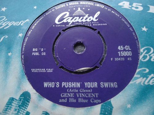Gene vincent uk capitol 45 1959 who&#039;s pushin your swing