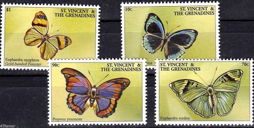 St. vincent &amp; grenadines , insects, butterflies , stamp set mnh