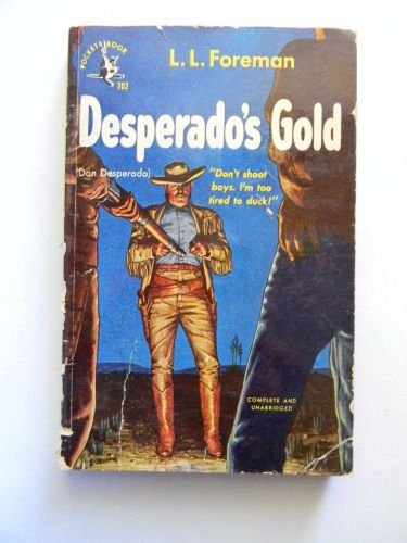 RARE VTG DESPERADO&#039;S GOLD RIFLE GUN BELT PULP LIKE ART COVER PB POCKET BOOK #702