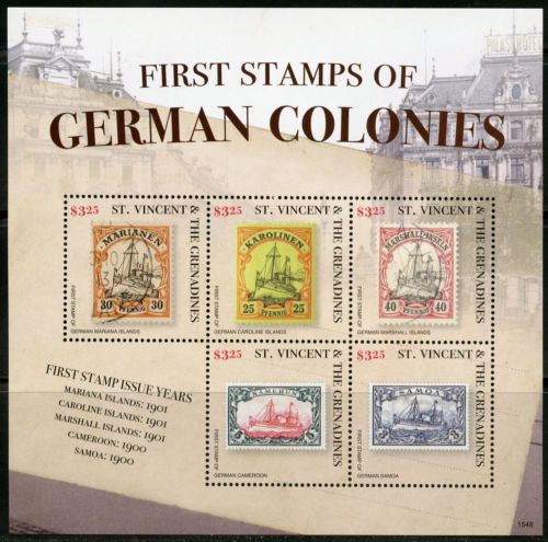 ST. VINCENT GRENADINES 2016 FIRST STAMPS OF GERMAN COLONIES 2 SHEETS MINT NH