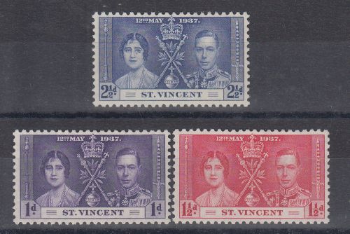 St vincent1937 nice mounted mint coronation set sg146/148
