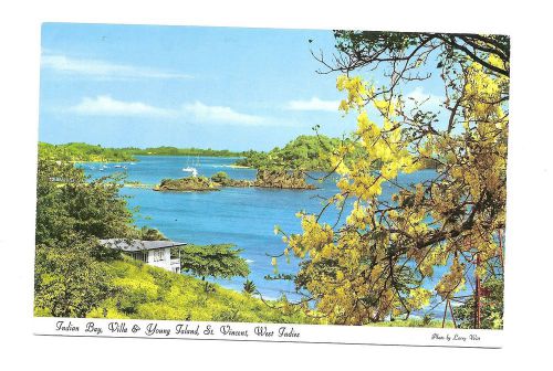 Postcard: Indian Bay,Villa and Young Island, St Vincent, West Indies