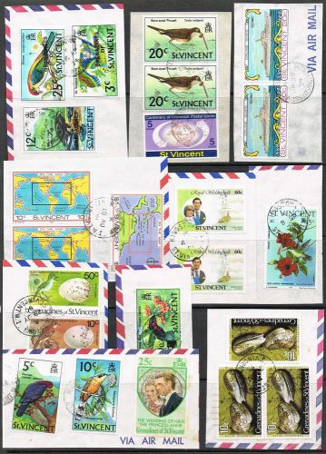 St. vincent &amp; grenadines. 23 stamps &#039;on piece&#039;.