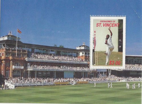 St. vincent unissued souvenir sheet cricket bowler mnh cv $10++ est.