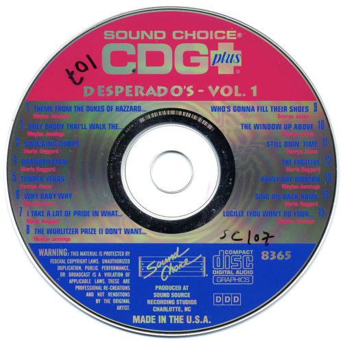 SOUND CHOICE KARAOKE SC-8365 - DESPERADO&#039;S VOL 1 - ORIGINAL SPOTLIGHT CD+G - OOP