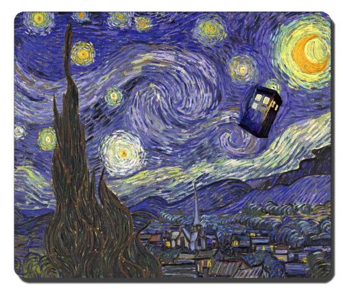 New gaming game mousepad tardis vincent van gogh doctor who starry night