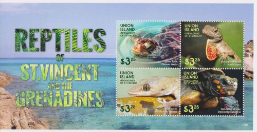 Union island of st vincent - reptiles, 2015 - sheetlet of 4 mnh