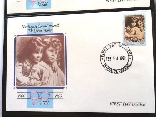 St. vincent,queen mothers 90th first day cover,dated 1991..$2.00 ref 003