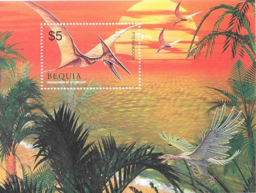 Bequia st. vincent grenadines - dinosaurs, 2005 - sc 375 s/s mnh