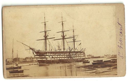 Victorian cdv photo warship st vincent portsmouth harbour portsea  photographer