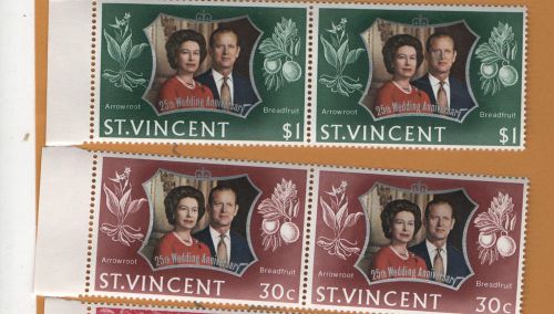 St vincent silver wedding stamps pair of 30c &amp; $1.00  mint unmounted