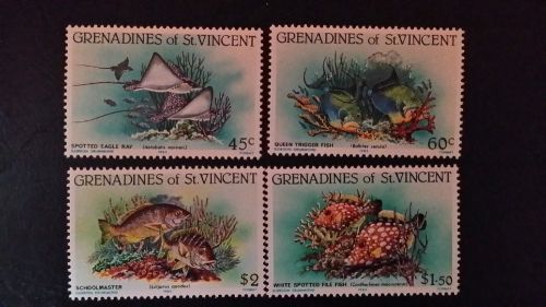 St vincent &amp; the grenad scott cat.no.399-02 mnh 4p collection stamps about fish