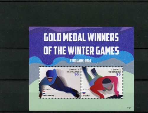 St Vincent &amp; Grenadines 2014 MNH Gold Medal Winners Winter Games 2v S/S Olympics