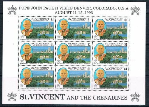 St vincent 1993 papal visit sheet sg 2311 mnh