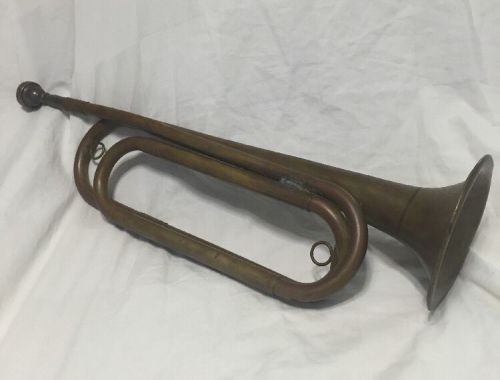 Original WWI US REGULATION Soldier&#039;s Brass Bugle VINCENT BACH Mouthpiece
