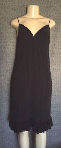 Twelfth street cynthia vincent anthropologie black 100% silk ruffled slip dress