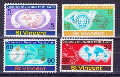St vincent 1974 universal postal union centenary - set of 4 mnh values - (400a)