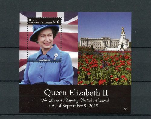 Bequia Grenadines St Vincent 2015 MNH Queen Elizabeth II Longest Reigning 1v S/S
