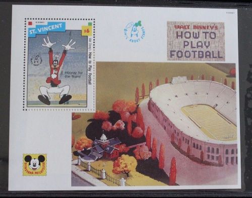 St Vincent Disney&#039;s Goofy Football Stadium Commemorative Stamp Sheet