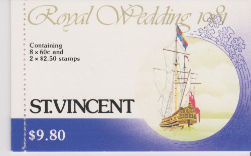 St vincent 1981-  royal wedding  -  booklet containing 10 unmounted mint stamps