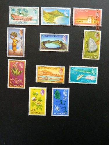 St Vincent 1965-67 QEII stamps 1c - 25c. MNH.