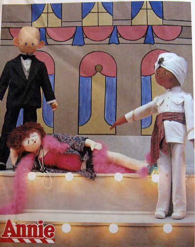 Vtg 80s doll pattern Orphan Annie Daddy Warbucks Miss Hannigan large 40&#034; Punjab