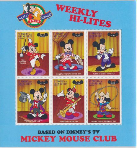 AB7-0626 St Vincent Mickey Mouse Walt Disney good sheet MNH
