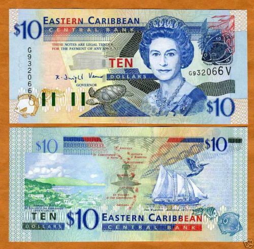Eastern East Caribbean $10 (2003) St. Vincent P-43v UNC
