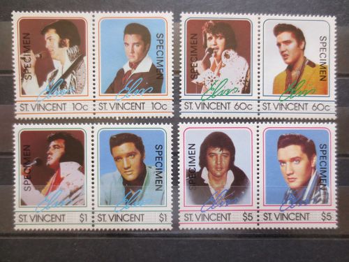 St. vincent 1985 #874-877 xf mnh elvis presley music specimen stamps pairs set
