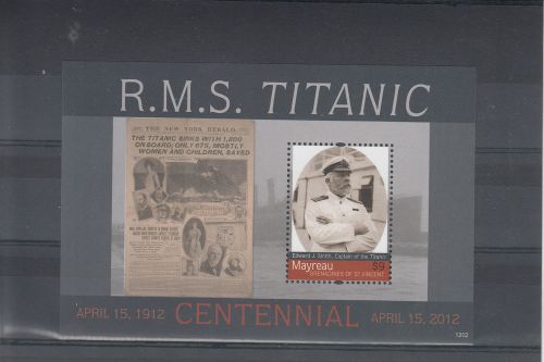 Mayreau Grenadines St Vincent 2013 MNH Titanic Centennial 1v Sheet RMS Smith