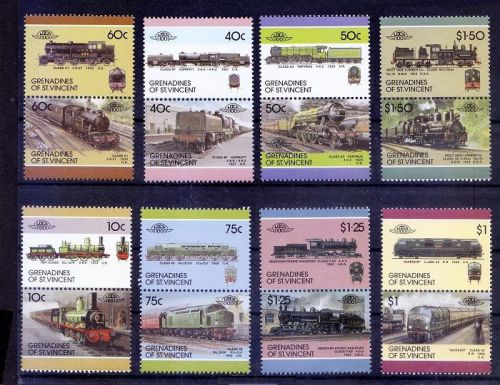St vincent &amp; gr. 1987 mnh 8x2v, locomotives railways, trains  - tc08