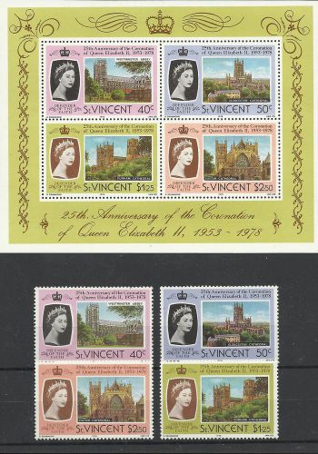 St vincent 1978 coronation 25th anniv mini sheet / stamps set mint