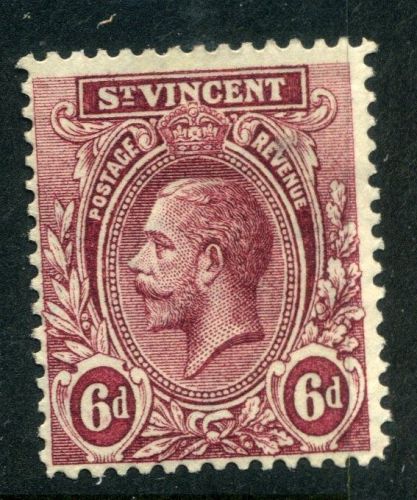 St.vincent;  1921 early gv issue mint hinged 6d. value