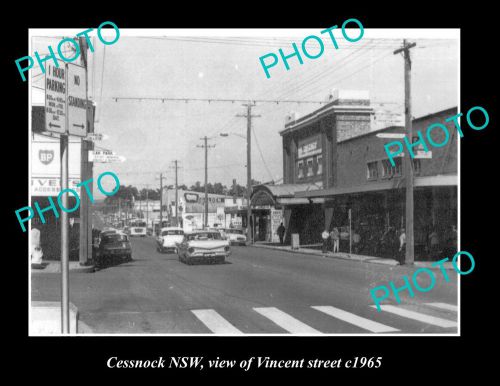 OLD LARGE HISTORIC PHOTO OF CESSNOCK NSW, VIEW OF VINCENT STREET c1965