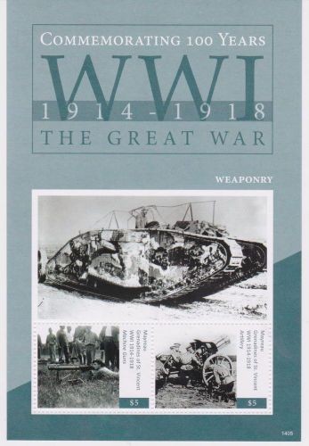 Mayreau st vincent - world war i, 2014 - 1405 s/s mnh