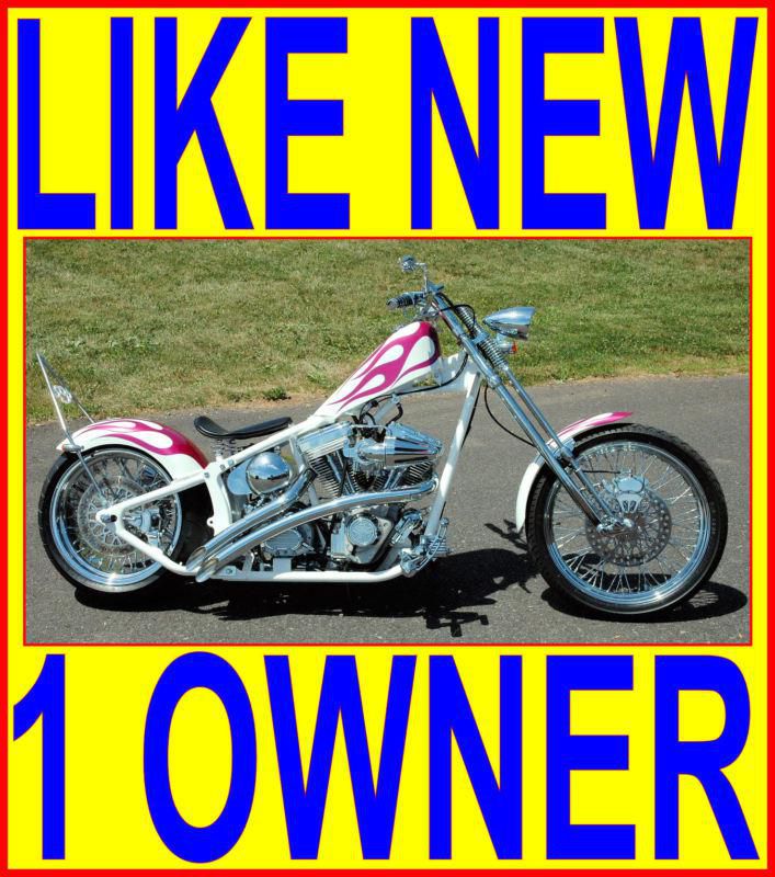 260 WIDE TIRE S&S AMERICAN CLASSIC MOTORS ACM SOFTAIL CHOPPER LADY PINK & WHITE