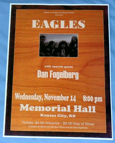 The Eagles/Dan Fogelberg Concert Poster - &#034;Desperado&#034; Tour - Kansas City 1973