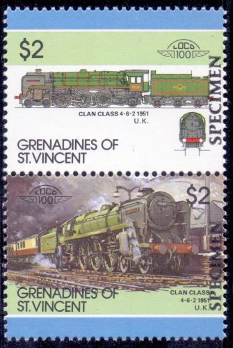 Grenadines of st.vincent specimen stamp pair clan class 1961 u.k railway