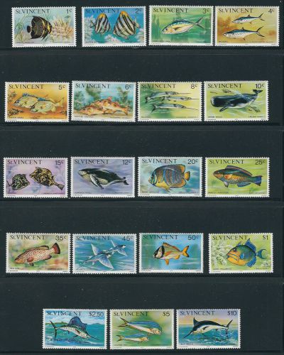 ST. VINCENT 1975 FISH definitives complete (Scott 407-25) VF MNH