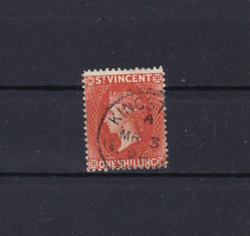 St vincent early  victoria stamp , used  one shilling orange