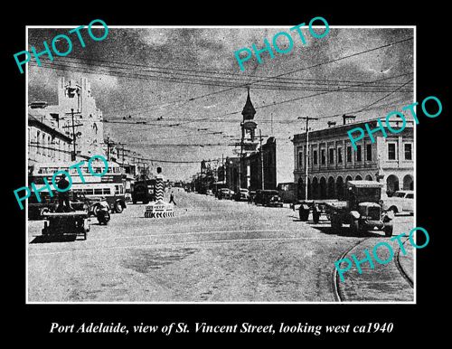 OLD LARGE HISTORIC PHOTO OF PORT ADELAIDE SA, VIEW OF VINCENT St LOOK WEST c1940