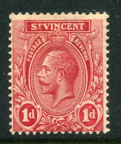 St.vincent;   1921 early gv issue mint hinged 1d. value