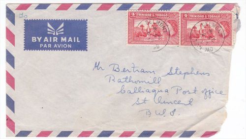 Belmont Trinidad to St Vincent 1959 Airmail cover