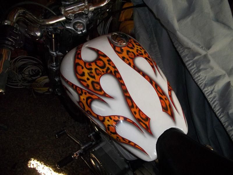 Awesome Custom Harley Sportster Custom Leopard Flames Lowered Custom Tank