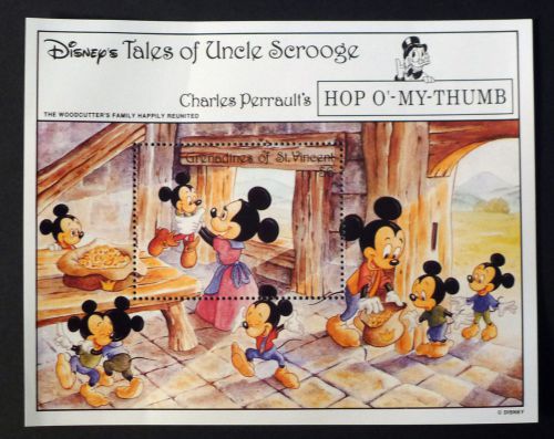 Disney stamps - grenadines st vincent $6 &#034;tales of uncle scrooge&#034; m/s - mint