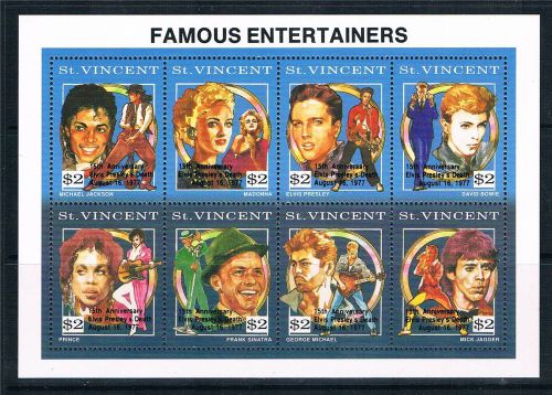 St vincent 1992 famous entertainers sheet sg 2038a mnh
