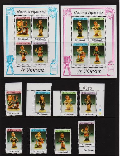 St. Vincent - Hummel Figurines set, Specimen overprints