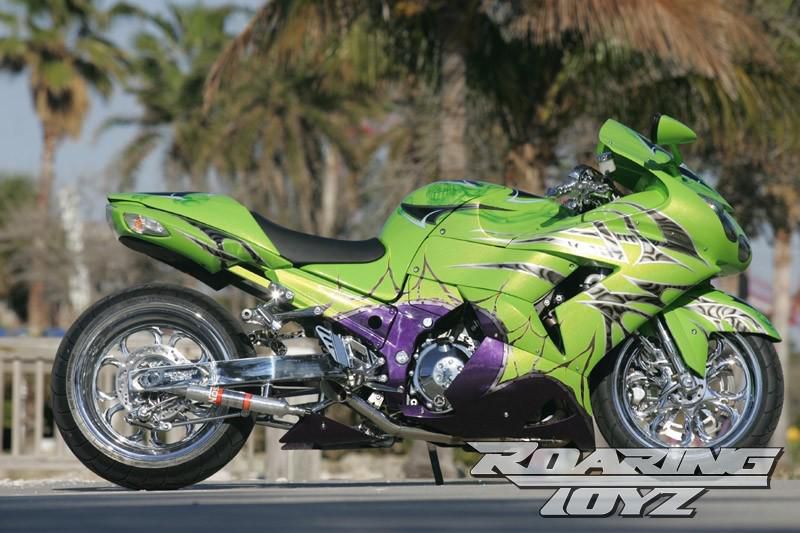 2006 zx-1400 kawasaki built by roaring toyz as the nations first custom bike
