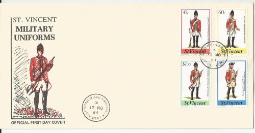 St. Vincent 1984 Military Uniforms set used on FDC as per scan